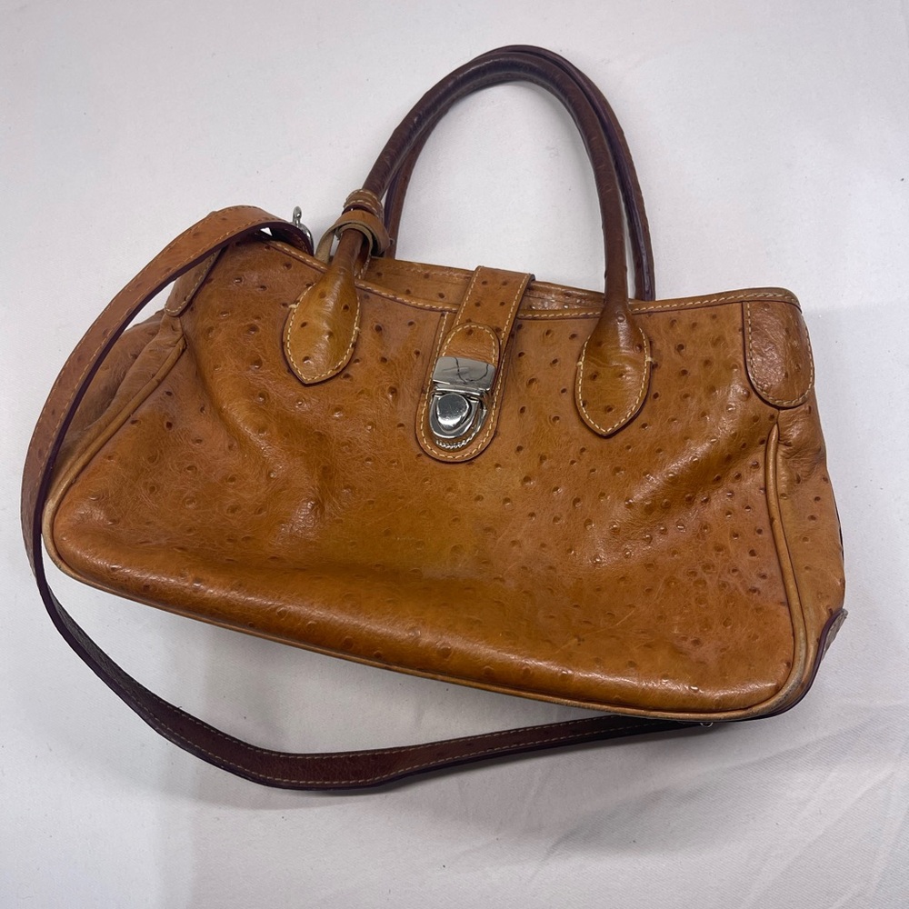 Dooney & Bourke Brown Ostrich Leather Shoulder Bag